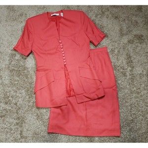 Saks Fifth Avenue Albert Nipon Size 6 Skirt Suit 2PC Set Short Sleeves Lined